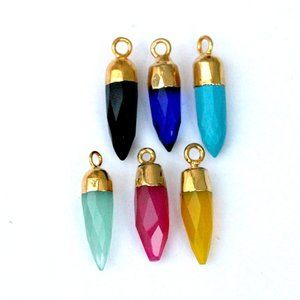 Chalcedony Stone Pendant Gold Electro Plated
